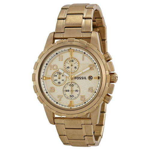 Fossil Dean Chronograph Champagne Dial Gold-Tone Men's Quartz Watch FS4867