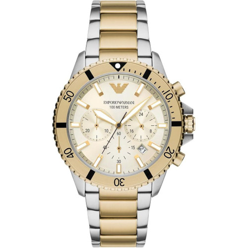 Emporio Armani Men's Chronograph Champagne Dial Two-Tone Quartz Watch AR11606