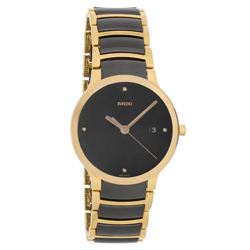 Rado Centrix Men's Rose Gold Tone Black Ceramic Quartz Watch R30554712