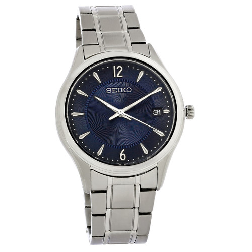 Seiko Essentials Men's Blue Dial Stainless Steel Quartz Watch SUR419