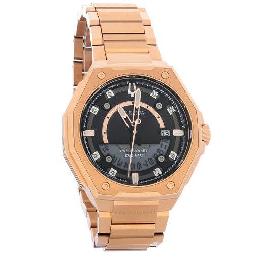 Bulova Precisionist Diamond Men's Rose Gold PVD Stainless Quartz Watch 97D129