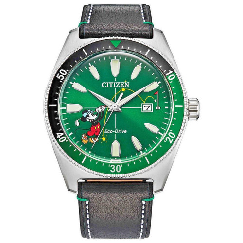 Citizen Disney Mickey Mouse Men's Eco-Drive Black Leather Watch AW1595-01W