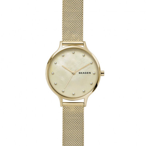 Skagen Anita Gold-Tone Mesh Mother-of-Pearl Dial Women's Watch SKW2774
