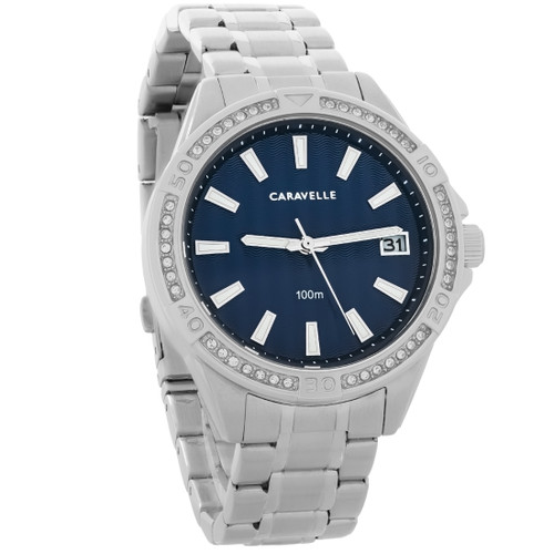 Caravelle By Bulova Aqualuxx Women's Blue Dial Crystal Quartz Watch 43M122