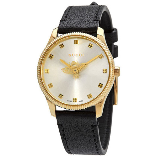Gucci G-Timeless Women's Silver Dial Leather Quartz Watch YA1265023