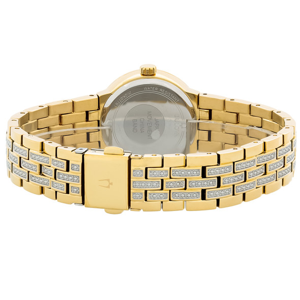 Bulova Women's Crystal Gold Tone PVD Stainless Steel Quartz Watch Set 98X133