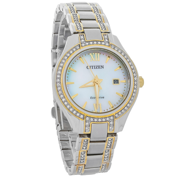 Citizen Silhouette Women's Two Tone Stainless Crystal Eco-Drive Watch FE1234-50D