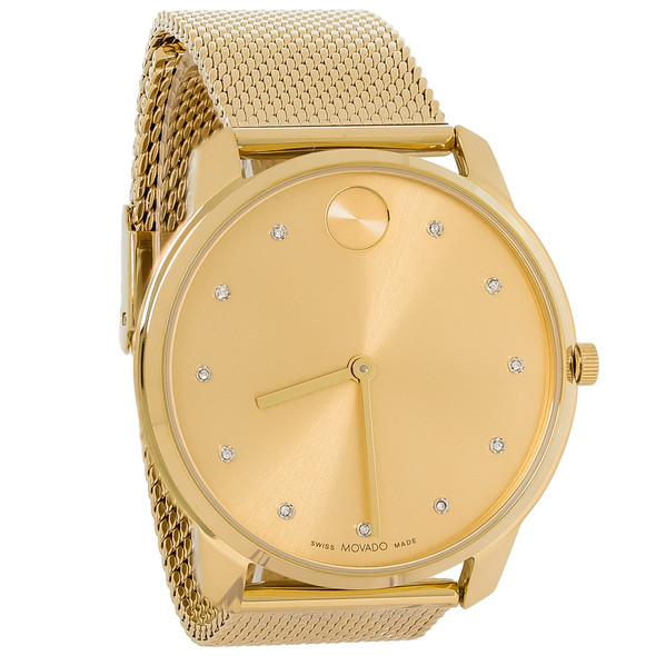 Movado Bold Thin Men's Gold Tone Plated Stainless Steel Quartz Watch 3600903