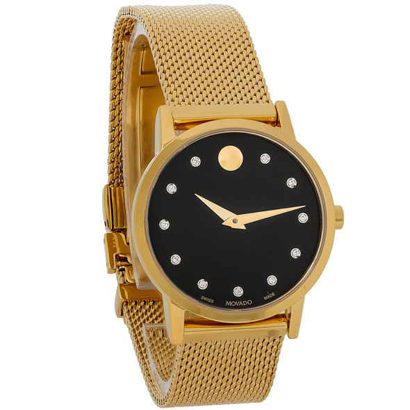 Movado Museum Classic Women's Black Dial Diamond Quartz Watch 0607628