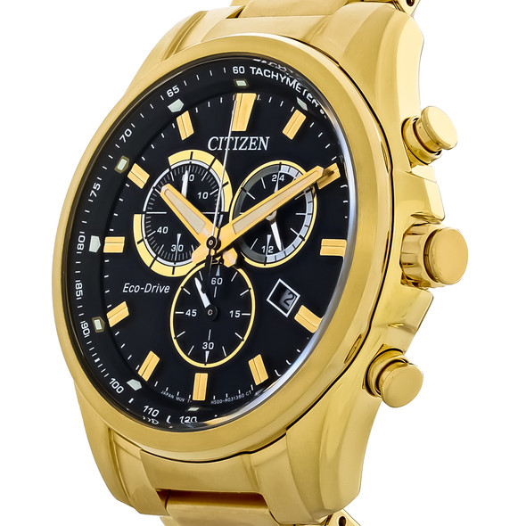 Citizen Eco Drive Men's Chronograph Gold Tone Stainless Watch AT2132-53E