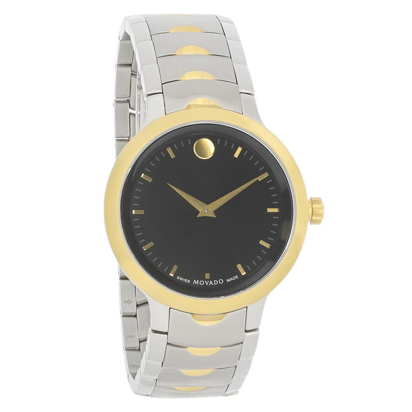 Movado Luno Men's Black Dial Two-Tone Swiss Quartz Watch 0607043