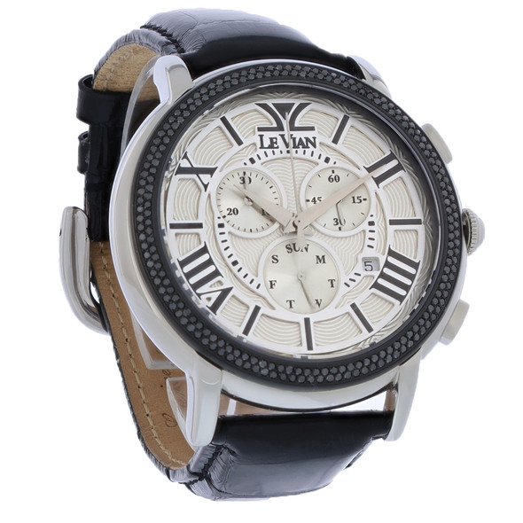 LeVian Diamond Stainless Steel Silver Dial Chronograph Watch ZRPA 10