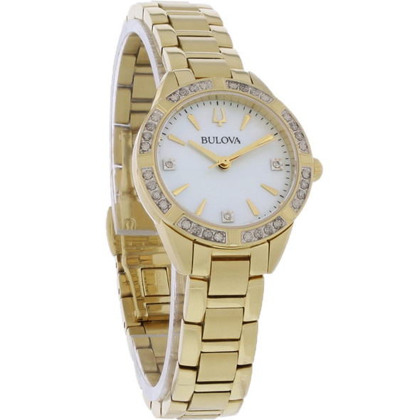 Bulova Sutton Diamond Women's MOP Dial Gold Tone Quartz Watch 98R297