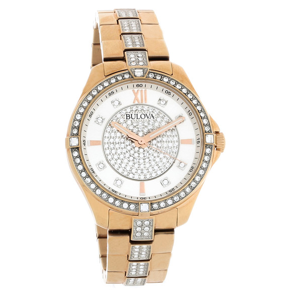Bulova Women's Rose Gold Tone Stainless Steel Quartz Watch 98L229