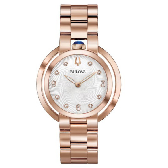 Bulova Rubaiyat Women's Diamond Rose Gold Tone Steel Quartz Watch 97P130