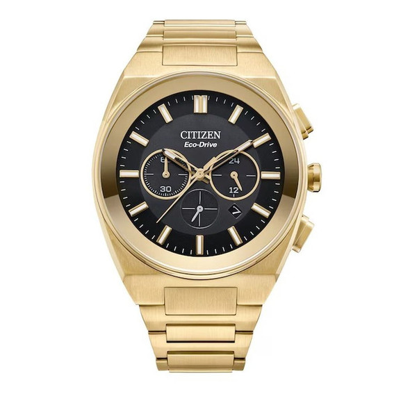 Citizen Axiom Men's Black Dial Gold-Tone Eco-Drive Watch CA4582-54E