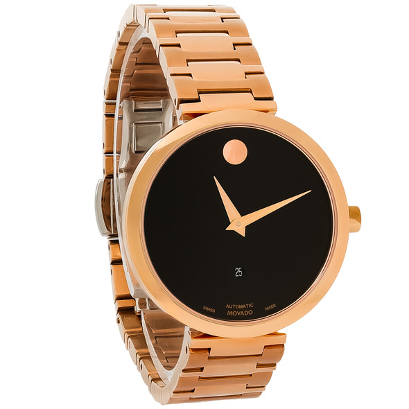 Movado Museum Classic Women's Rose Gold PVD Black Dial Automatic Watch 0607680