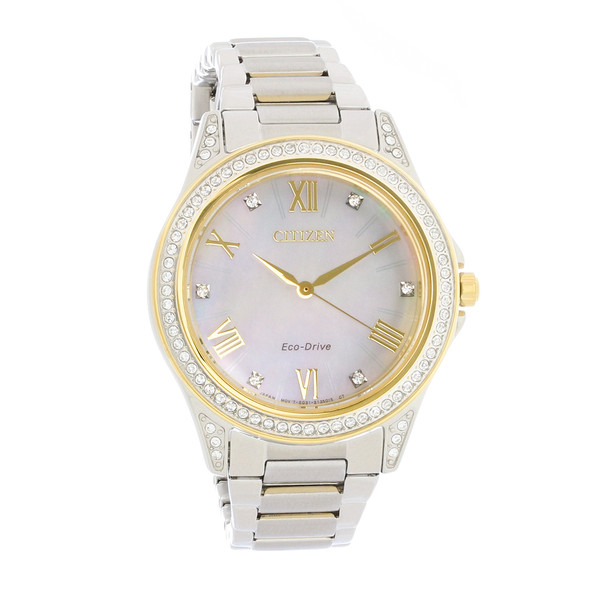 Citizen Eco DRV POV 2-Tone Stainless Crystal Women's Watch EM0234-59D