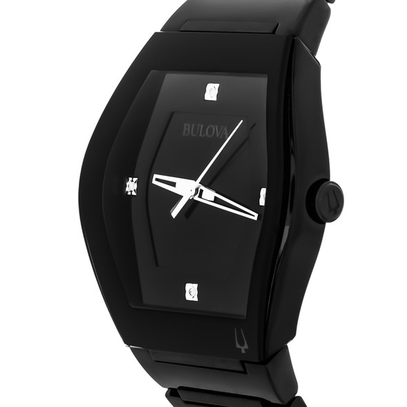 Bulova Gemini Men's Black ION Stainless Steel Black Dial Quartz Watch 98D177
