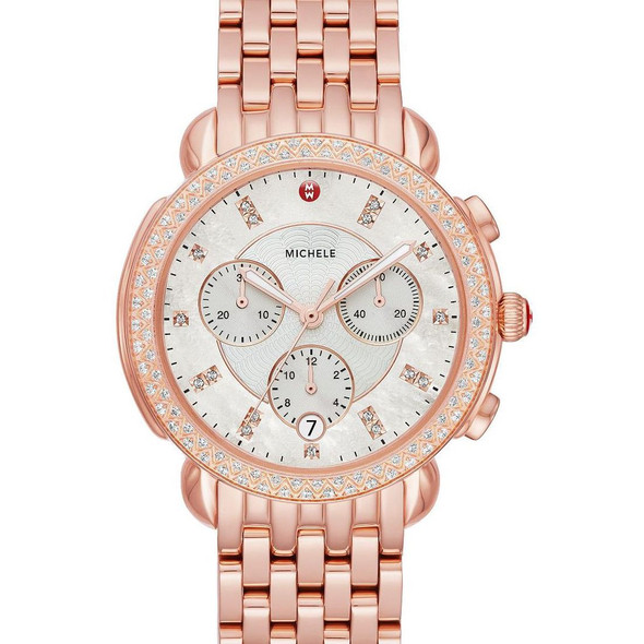 Michele Sidney Rose Gold Tone Diamond Bezel Women's Quartz Watch MWW30A000033
