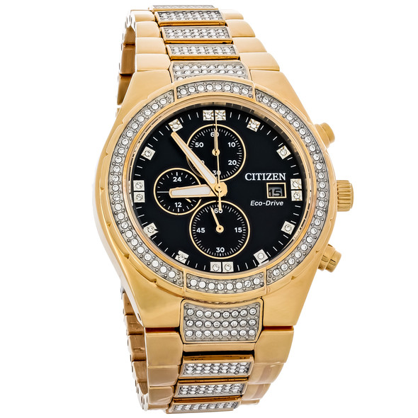Citizen Eco Drive Men's Crystal Rose Gold PVD Chronograph Watch CA0753-55E