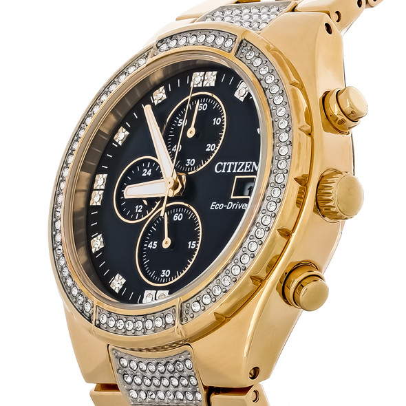 Citizen Eco Drive Men's Crystal Rose Gold PVD Chronograph Watch CA0753-55E