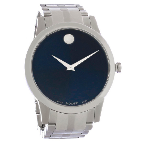 Movado Blue Dial Stainless Steel Men's Swiss Quartz Watch 0607534