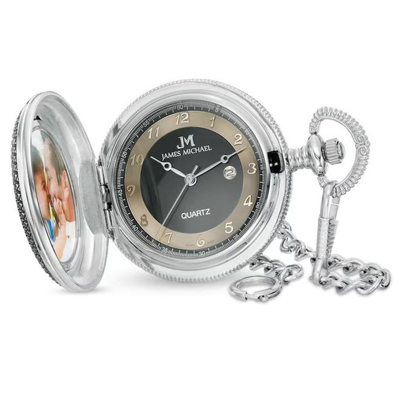 James Michael Black Dial Men's Pocket Watch PDA181007