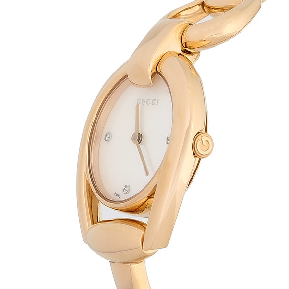 Gucci 139 Horsebit Women's Rose Gold PVD Quartz Watch YA139508