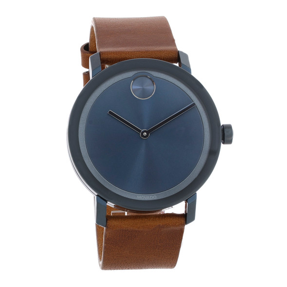 Movado Bold Series Men's Blue Dial Leather Swiss Quartz Watch 3600520
