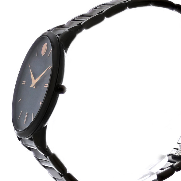 Movado Ultra Slim Women's Black ION PVD Stainless Quartz Watch 0607211