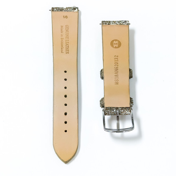 Michele Women's 18mm Brown Sparkle Grey Leather Watch Band 301925309