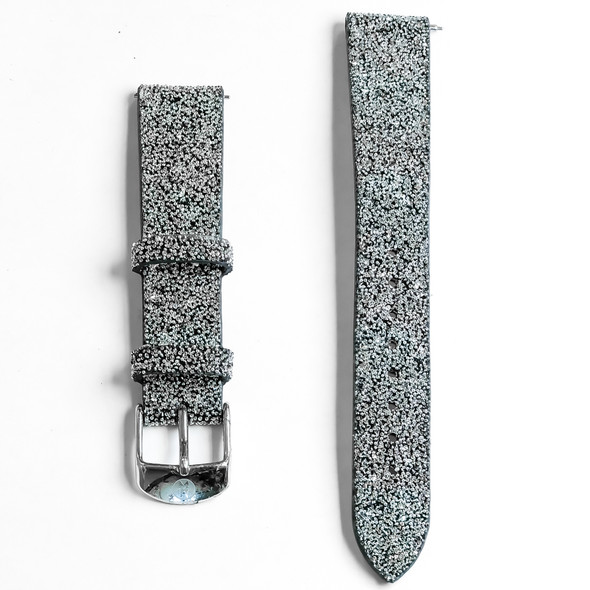 Michele Women's 16mm White Sparkle Black Leather Watch Band 301924801