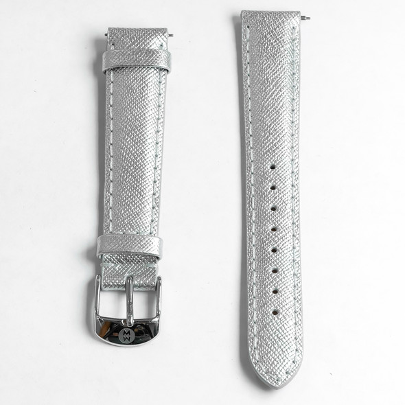 Michele Women's 16mm Silver Leather Watch Band 301941009