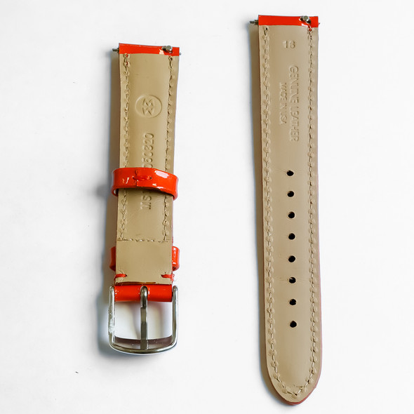 Michele Women's 16mm Orange Leather Watch Band 301770501
