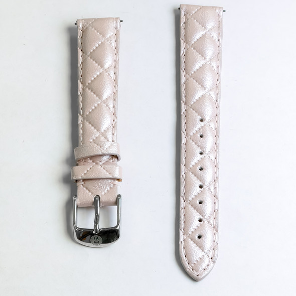 Michele Women's 16mm Pearly Pink Quilted Leather Watch Band 301917504