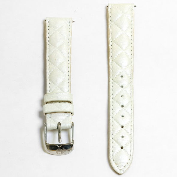 Michele Women's 16mm White Quilted Leather Watch Band 301826400