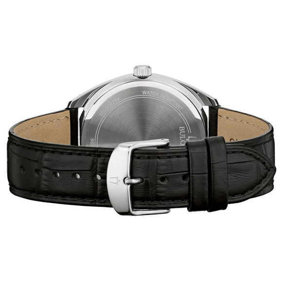 Bulova Men's Classic Black Leather Strap Quartz Watch 96B453