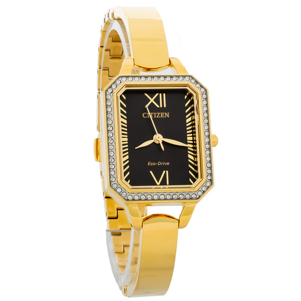 Citizen Eco-Drive Silhouette Women's Crystal Gold Tone PVD Watch EM0982-54E