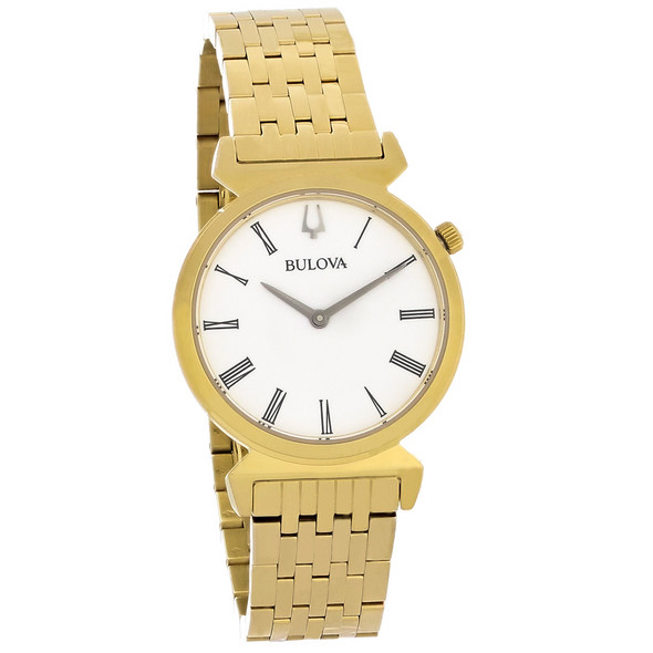 Bulova Regatta Women's White Dial Gold Tone Stainless Steel Quartz Watch 97L161