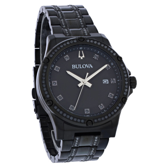 Bulova Men's Black ION PVD Stainless Crystal Quartz Watch 98K119