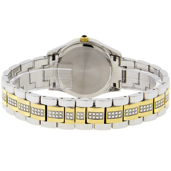 Bulova Quartz Women's MOP Crystal Two Tone Bracelet Watch 98L135
