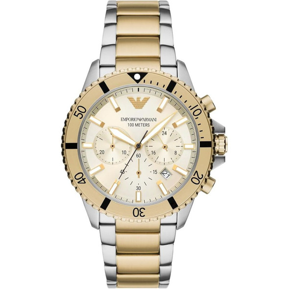 Emporio Armani Men's Chronograph Champagne Dial Two-Tone Quartz Watch AR11606