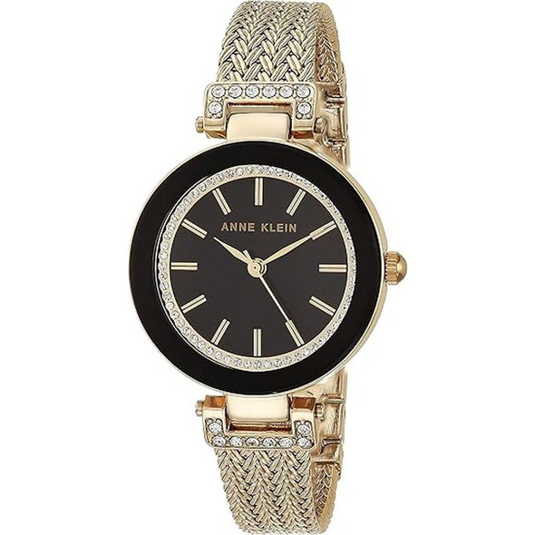 Anne Klein Crystal Women's Quartz Gold-Tone Stainless Steel Watch AK/1906BKGB