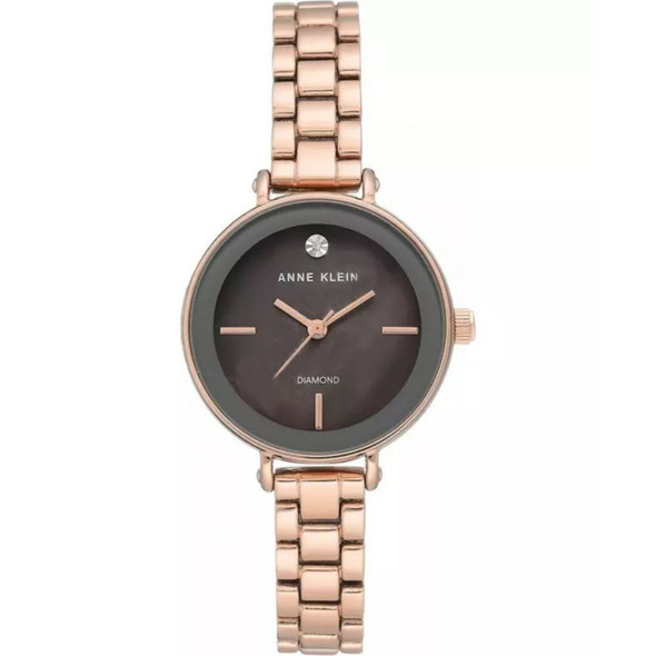 Anne Klein Diamond Accent Women's Quartz Rose Gold-Tone Watch AK/3386GYRG