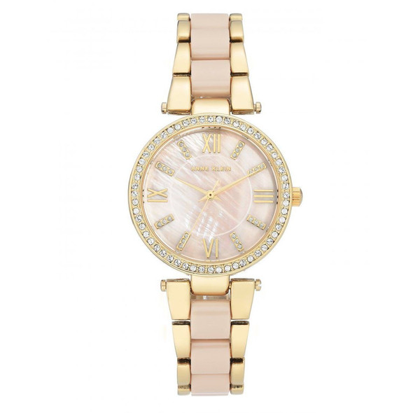 Anne Klein Crystal Women's Quartz Blush Gold-Tone Ceramic Watch AK/3350BHGB