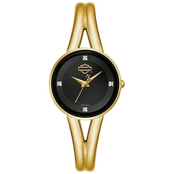 Bulova Harley-Davidson B&S Logo Gold-Tone Diamond Women's Watch 77P100