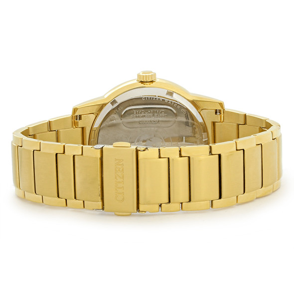 Citizen Eco-Drive Men's Black Day/Date Dial Gold-Tone Watch BU2012-51E