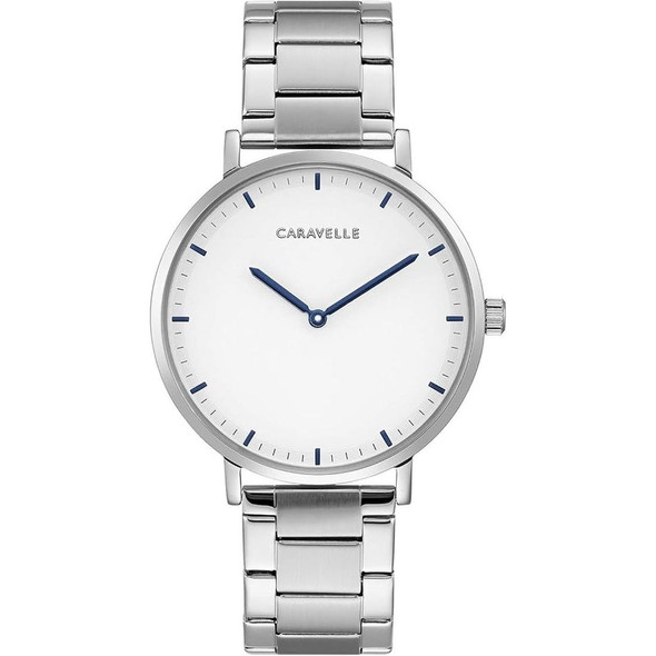 Bulova Caravelle Min/Max Men's White Dial Stainless Steel Quartz Watch 43A150