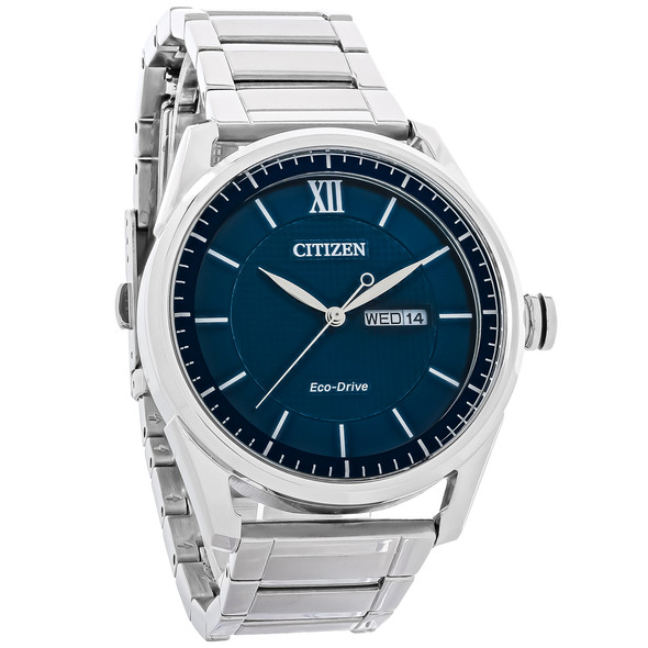 Citizen Eco Drive Classic Stainless Steel Blue Dial Watch AW0081-54L Citizen Eco Drive Classic Stainless Steel Blue Dial Watch AW0081-54L